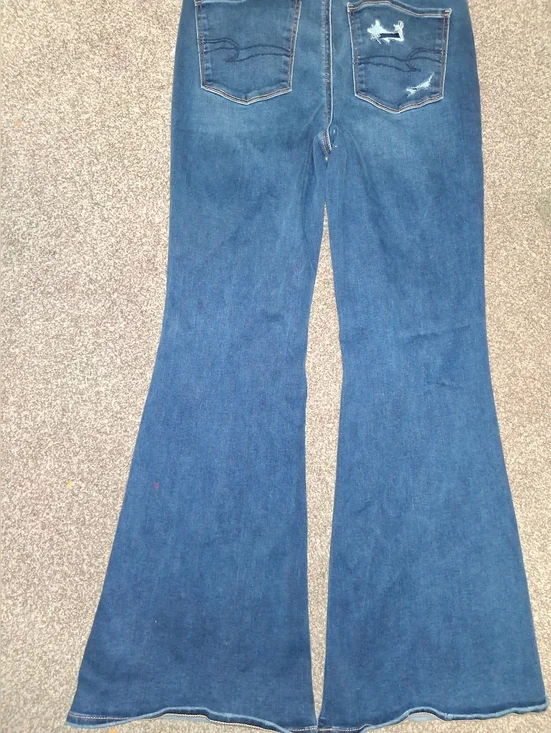 American Eagle Next Level Stretch Hi-Rise Bell Bottom Jeans - Distressed - 12R - Picture 3 of 4